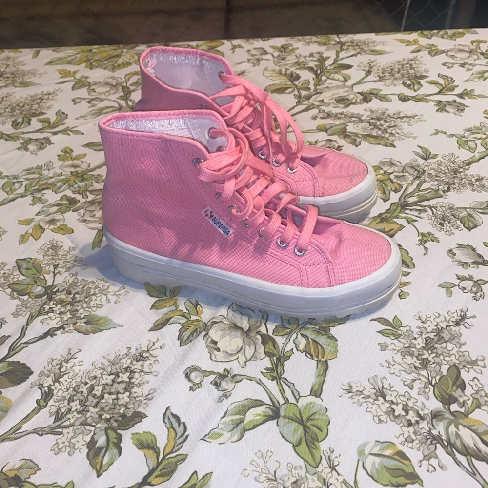 Superga Pink High-Top Canvas Sneakers
